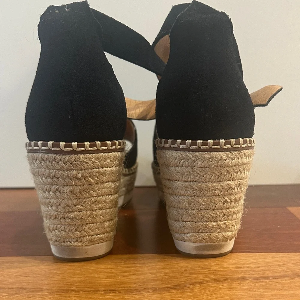 Black Espadrille Wedge Sandals